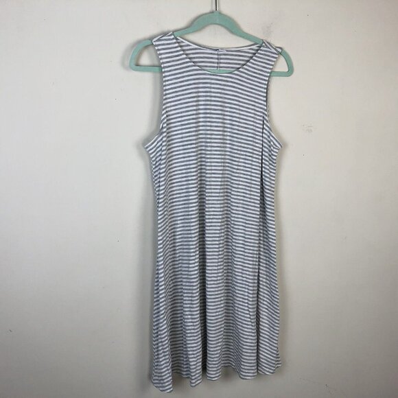 Old Navy L Shift Dress Stretch Pullover Womens Striped Sleeveless Knit A-Line - Picture 7 of 8